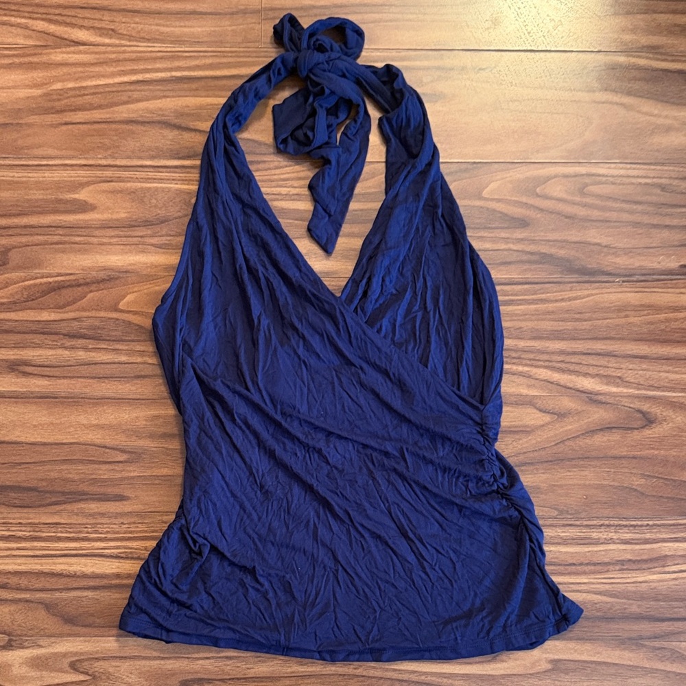 VENUS Navy Blue Halter Wrap Blouse